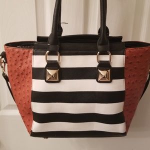 Buffalo black and white with orange handbag
